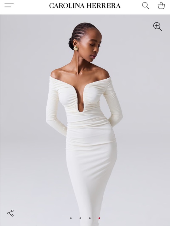 Carolina Herrera Dresses & Skirts - Carolina Herrera White One-Shoulder Ruched V-Neck Midi Dress XS